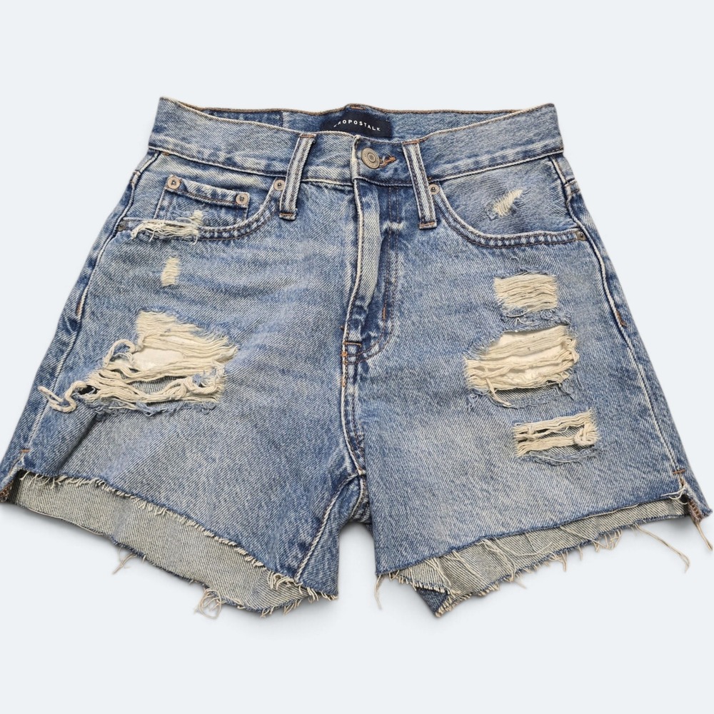 Aeropostale 90s High Rise Cut-Off Distressed Denim Shorts Light Wash Size 00